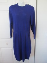 ST JOHN Marie Gray Vintage Purple Sheath Dress 10 Santana Elastic Waist Pockets - £88.10 GBP