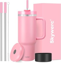 40 Oz Tumbler With Handle And Straw, 2 Lids (2 In 1 &amp; Leakproof Lid) -, ... - $41.99