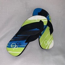 OP Neon Green Black Thong Flip Flop Sandals Boys Medium - 13-1  Pool Vacation - £9.49 GBP
