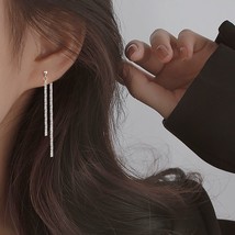 925 Silver Sparkling Ear Line Long Tassel Earrings Multi-Function Earrin... - £10.33 GBP