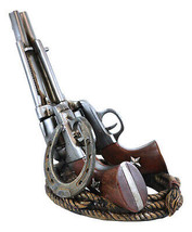 Country Western Cowboy Six Shooter Gun Pistols Horseshoe And Ropes Wine Holder - £35.16 GBP