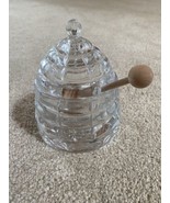 Beehive Crystal Honey  Storage Serving Glass Jar Dispenser with Dipper  - £26.65 GBP