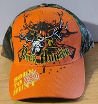 Deer Hunter Born To Hunt Gun Horns Baseball Cap Hat ( Orange &amp; Camouflage ) - £9.37 GBP