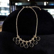 Charming Charlie Black & Gold Statement Necklace – Faceted Discs & Crystal Accen - $22.72 CAD