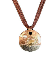 Crab Necklace Copper Brass Color With Pearl Embellishment 18 In Rope Never Worn - £23.56 GBP