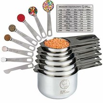 Measuring Cups Spoons Set 7 Cup 7 Spoon Metal Stainless Steel Baking Kitchen - £36.06 GBP