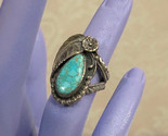 Vintage Turquise and Silver Signed Ladies Small Ring Jewelry - $39.42