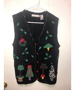 Victoria Jones Ugly Christmas Sweater Vest Womens SZ Small Button Up Hol... - €10,34 EUR
