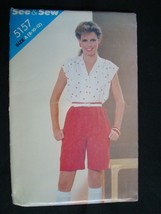 Butterick 5157 Sewing Pattern Misses Loose Fitting Pullover Top Shorts Vintage - $10.00
