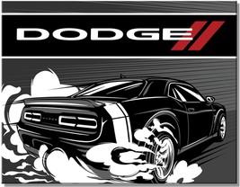 Dodge Charger Challenger Black Speed Scat Retro Dealer Logo Garage Metal Sign - £17.39 GBP