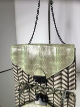 Loeffler Randall Woven Pale Green Snake Effect Leather Chain Cross Body Bag - $59.95