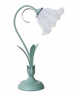 Green Flower Glass Table Lamp, Modern Floral Shape Metal Leaf Glass Lamp - $53.94 CAD