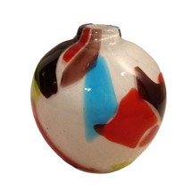 Vtg Studio Art Glass Hand Blown Modern Deco Stem Vase Colorful Abstract 4.5&quot;t - £13.42 GBP