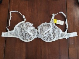 Vintage Warners #1496 White Floral Sheer Lace Bra 34D - €34,39 EUR