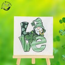 Emerald Blossoms - A cute Gnome canvas is hand-painted - $34.95