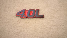 One 4.0L Engine Emblem Matte Black And Glossy Red 4&quot; X 1 1/2&quot; Metal Alloy  - $14.55