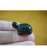 (Y-TUR-LA-504) Black Onyx TURTLE tortoise carving FIGURINE gemstone BABY... - £6.75 GBP