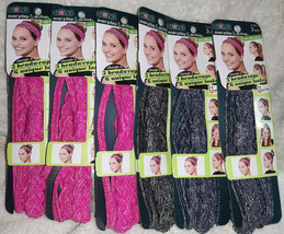 Scunci Everyday Active Head Wrap Headbands 3 Pink And 3 Gray Total 6 Pieces Nip - £11.03 GBP