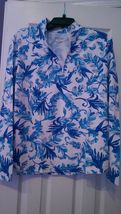 NWT Ladies ICIKULS Blue Birds of Paradise Long Sleeve Mock Golf Shirt - size XL image 2