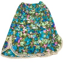 Vintage Leonora Blue Pink Floral Half Slip - Medium - $19.79