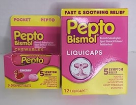 Pepto Bismol Pocket Chewable Tablets for Nausea, Heartburn, Indigestion ... - £11.60 GBP
