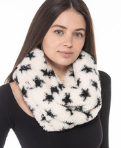 Womens Scarf Twisted Sherpa Cowl White with Black Stars JENNI $34 - NWT - £4.30 GBP