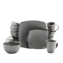 Gibson Home Soho Lounge Square Dinnerware Set in Gray, Set of 16 Piece - $2,463.42 MXN