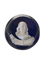 Glass Paperweight Franklin Mint Baccarat Cameo Figurine Benjamin Franklin Gift - £55.35 GBP