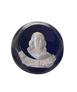 Glass Paperweight Franklin Mint Baccarat Cameo Figurine Benjamin Franklin Gift - $69.25