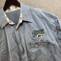 Green Bay Packers Shirt Men&#39;s L Blue Denim Dynasty Legends Vintage made ... - £14.15 GBP