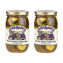 Jake &amp; Amos Amish Made Bread Butter Pickles- 2/16 oz. Jars - £21.44 GBP