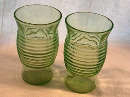 2 Green Ring 3.5 Inch Tumblers Depression Glass EUC - £15.92 GBP