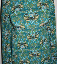 Teal Black Beige Exotic Print Polyester Lycra Stretch Fabric 1 Yard 18 Inches - £31.38 GBP