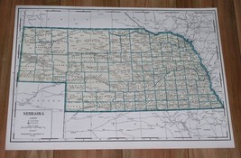 1939 Original Vintage Large 21 X 15 Map Of Nebraska Omaha Lincoln Scottsbluff - £21.89 GBP