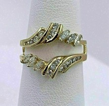 1Ct Marquise Künstlicher Diamant Hochzeit Verstärker Ehering 14k Gelb Vergoldet - £76.81 GBP