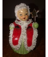 Vintage Napco Japan Spaghetti Lace Trim Christmas Angel Bell Figurine 5&quot;... - $54.70 CAD
