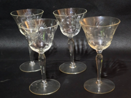 Antique GLASTONBURY-LOTUS 5¼&quot; Crystal Cocktail Glass LOGAN Pattern - Set... - $38.58