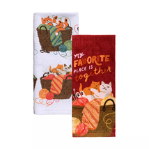 NEW &quot;My Favorite Place Is Together&quot; Cats Kitchen Towel Set of two 16.5 x 26 in. - £8.75 GBP