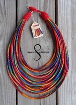 HAPPY HOLI #8 yarn-wrapped necklace  / tribal / hippie / bohemian / vibrant / th - $35.00