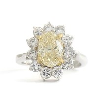 Authenticity Guarantee 
Fancy Light Yellow Oval Diamond Halo Statement Ring 1... - £11,363.43 GBP
