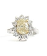Authenticity Guarantee 
Fancy Light Yellow Oval Diamond Halo Statement R... - £11,154.01 GBP