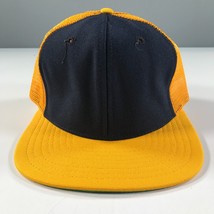 Vintage Trucker Hat Boys Youth Size Maize Yellow and Blue New Era Pro Model - $13.99