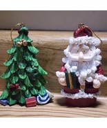 Vintage Marathon Gas Oil Hanging Santa &amp; Christmas Tree Ornaments 2001 S... - $7.17