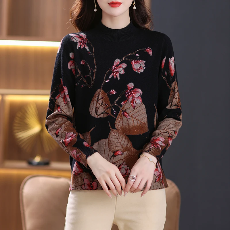 Print s Autumn Spring Soft O Neck Knit Pullover Pulls Femme Korean  Casual Jumpe - £205.61 GBP