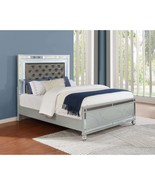 Karmen Metallic Tufted Queen Panel Bed: Elegant Upholstered Bedroom Style - $1,296.78 CAD
