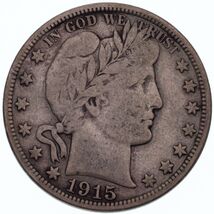 1915-D 50C Barber Half Dollar in Fine Condition, Natural Color, Full LIB... - $73.31