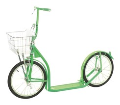 20&quot; Adult NEON GREEN KICK SCOOTER Amish Bike w/ Basket &amp; Brakes USA MADE - $372.97