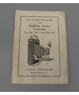 Ansco Folding Camera Manual Original Vintage Number No. 1A No. 3 No. 3A - $14.50