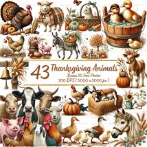 Thanksgiving Animals Clipart | Rustic Farm Watercolor PNGs (Digital Down... - $5.07 CAD