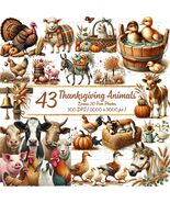 Thanksgiving Animals Clipart | Rustic Farm Watercolor PNGs (Digital Down... - $3.60